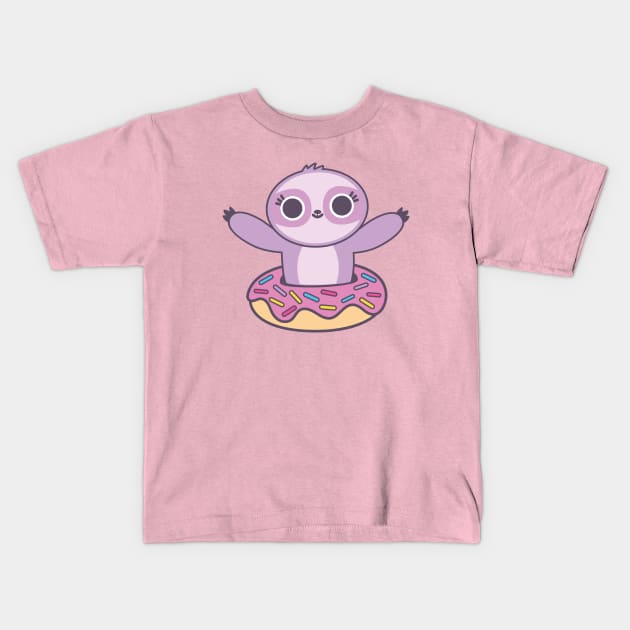 Donut Sloth Kids T-Shirt by BoredInc